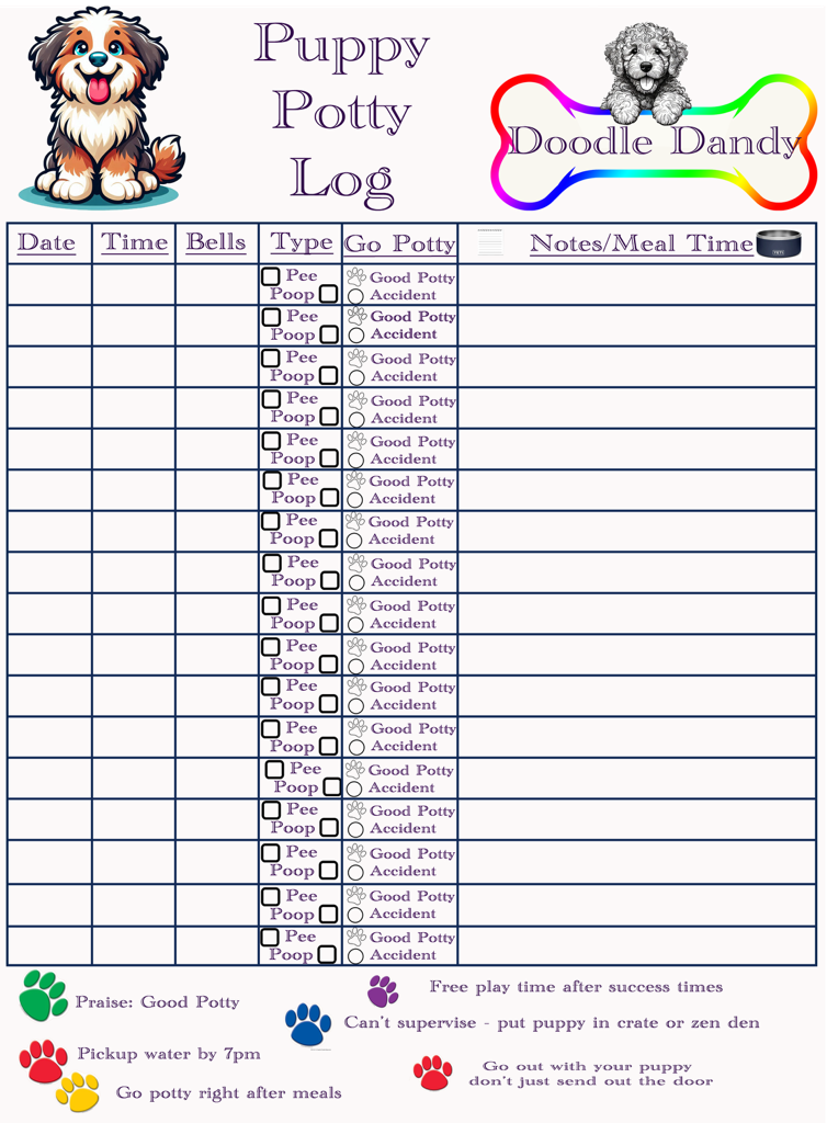 Doodle Dandy Puppy Potty Log